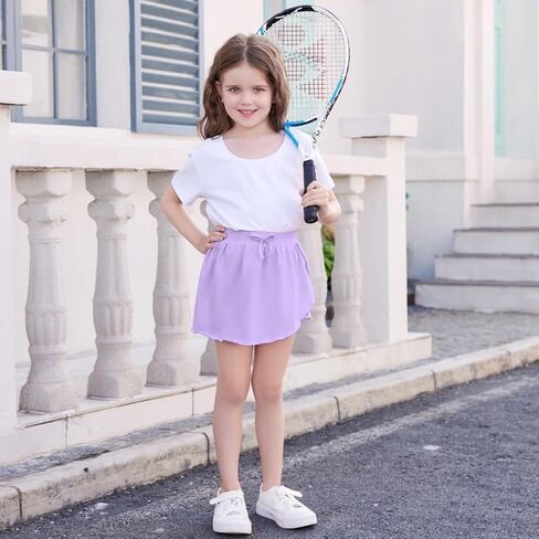 2 Pack Toddler Girls Skirts Skorts Built in Shorts Elastic Flared Baby Flowy Tennis Athletic Skirts Skorts for Girls in Saudi Arabia