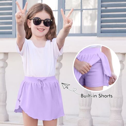 2 Pack Toddler Girls Skirts Skorts Built in Shorts Elastic Flared Baby Flowy Tennis Athletic Skirts Skorts for Girls in Saudi Arabia
