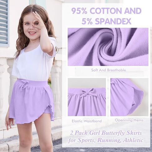 2 Pack Toddler Girls Skirts Skorts Built in Shorts Elastic Flared Baby Flowy Tennis Athletic Skirts Skorts for Girls in Saudi Arabia