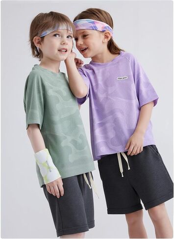 Flygo 3 Pack Boys Girls Cotton Shorts Kids Elastic Waisted Athletic Pull On Running Sweat Shorts Joggers with Pockets in Saudi Arabia