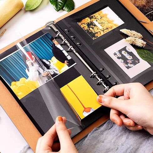 6 Ring Binder Hardcover Self Adhesive Photo Scrapbook Album with DIY Scrap Book 40 Sticky - Perfect Memory Book for Family, Babies and Pets (Brown) in Saudi Arabia