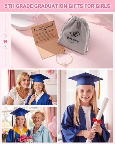 روضة الأطفال/الصف الخامس هدايا التخرج من الصف الثامن ، سوار الفراشة الوردي القابل للتعديل in Kuwait