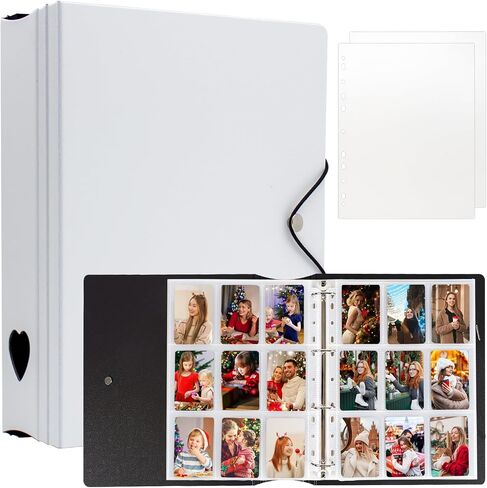 A4 KPOP Photocard Binder ، 4 Ring Binder Photo Album for Fujifilm Instax Mini Camera Polloid Photo Film ، 2x3 inch kpop photocard book with 25 pages 9 pocket (Black) in Kuwait