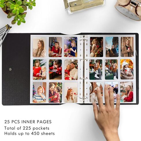 A4 KPOP Photocard Binder ، 4 Ring Binder Photo Album for Fujifilm Instax Mini Camera Polloid Photo Film ، 2x3 inch kpop photocard book with 25 pages 9 pocket (Black) in Kuwait