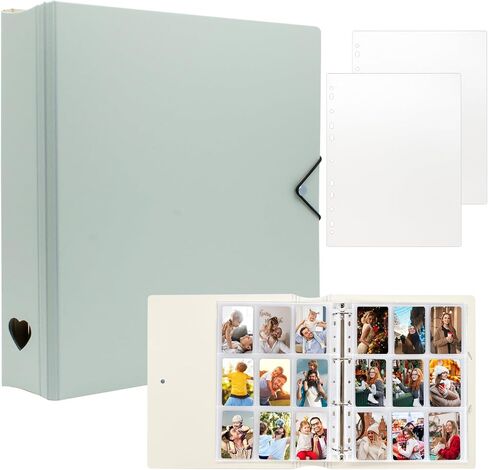 A4 KPOP Photocard Binder ، 4 Ring Binder Photo Album for Fujifilm Instax Mini Camera Polloid Photo Film ، 2x3 inch kpop photocard book with 25 pages 9 pocket (Black) in Kuwait