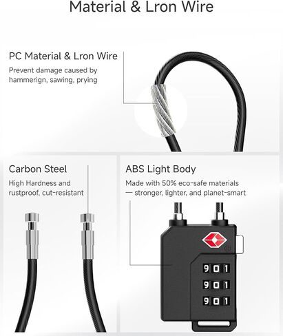 LUGGEX TSA Locks for Luggage, Suitcase Locks TSA Approved, Luggage Locks, Ease of Use & Durable in Saudi Arabia