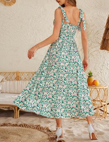 Zattcas Womens 2026 Summer Spaghetti Strap Floral Maxi Dress with Pockets Smocked Flowy Long Beach Vacation Sundresses in Saudi Arabia