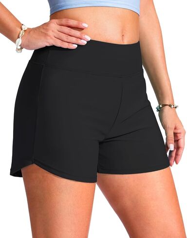 G Gradual Women's 4" Swim Board Shorts High Waisted Tummy Control Swimsuit Bathing Suit Bottoms for Women with Liner Pocket in Kuwait