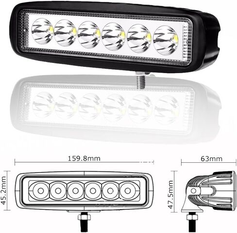 AUXTINGS 10 Pcs 6 inch 18W Spot LED Work Light Bar 12V 24V Off Road Car Driving Lamp for Jeep Cabin Boat SUV Truck Car ATV Vehicles Marin (18W,6000K) in Saudi Arabia