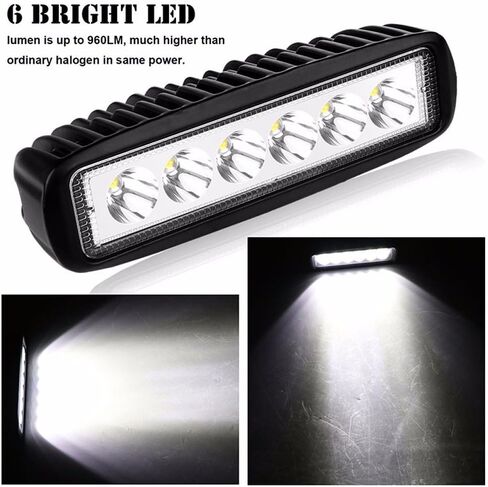 AUXTINGS 10 Pcs 6 inch 18W Spot LED Work Light Bar 12V 24V Off Road Car Driving Lamp for Jeep Cabin Boat SUV Truck Car ATV Vehicles Marin (18W,6000K) in Saudi Arabia