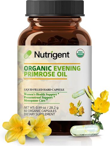 Organic Evening Primrose Oil Supplement, 940 mg 100% Pure with 10% GLA, High Absorption Liquid Organic Capsules, Promotes Women's Health & Skin Health, Cold Pressed, 60 Count in Saudi Arabia
