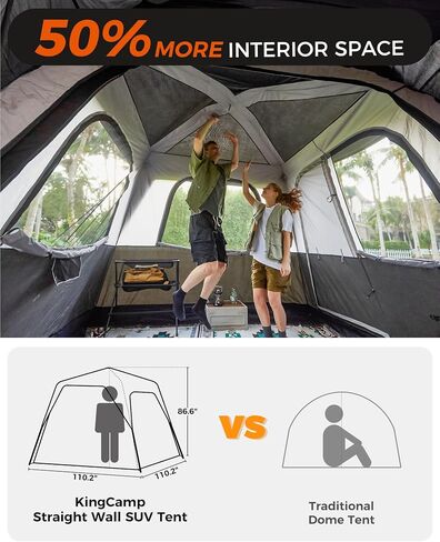 KingCamp SUV Tent, Instant 6-8 Person Waterproof & Windproof Tailgate Car Camping Tent with Movie Screen for Family Camping & Outdoor Adventures in Kuwait