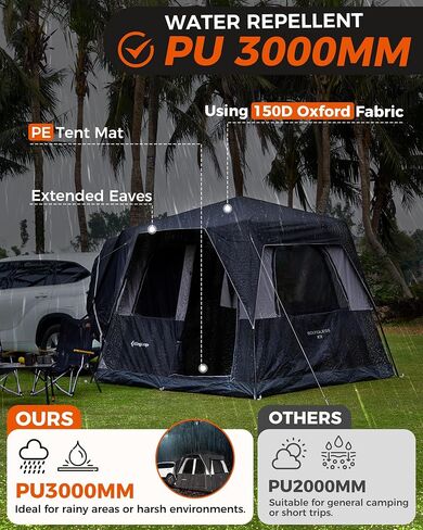 KingCamp SUV Tent, Instant 6-8 Person Waterproof & Windproof Tailgate Car Camping Tent with Movie Screen for Family Camping & Outdoor Adventures in Kuwait