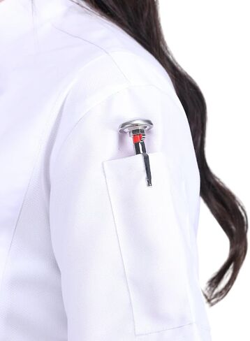 Short Sleeves Zipper Chef Coat Jacket Uniform for women with Side Mesh ideal for Caterers and Culinary professional in Saudi Arabia