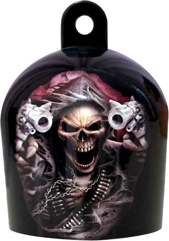 1pcs cowbell horn cover ، gunner reaper cowbell excedsories accouncly for gothic death harley biker gift harley gloss black powder powder skull cover for healween storecle recoration in Kuwait