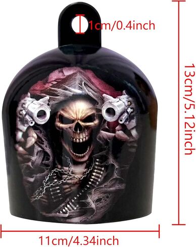 1pcs cowbell horn cover ، gunner reaper cowbell excedsories accouncly for gothic death harley biker gift harley gloss black powder powder skull cover for healween storecle recoration in Kuwait