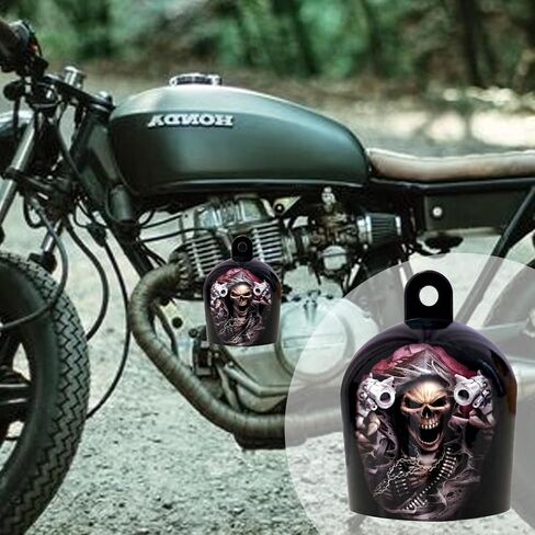 1pcs cowbell horn cover ، gunner reaper cowbell excedsories accouncly for gothic death harley biker gift harley gloss black powder powder skull cover for healween storecle recoration in Kuwait