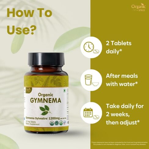 GYMNEMA 120 Tablets | Gymnema Sylvestre (Gymnema) | Vegan and USDA Certified | Organic and Natural 120tab in Kuwait