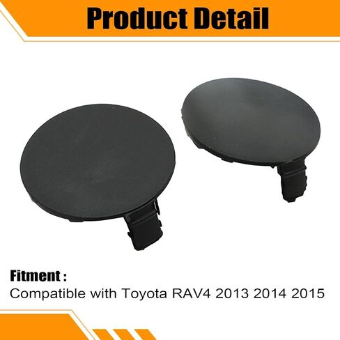 Secosautoparts 2pcs اليسار واليمين الأمامي قبعة خطاف السحب خطاف القطر 53285-0R060 53286-0R060 متوافق مع تويوتا RAV4 2013 2014 2015 تغطية مقطورة القطر قبعة العين قبعة العين. in Kuwait