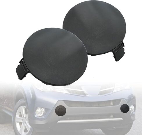 Secosautoparts 2pcs اليسار واليمين الأمامي قبعة خطاف السحب خطاف القطر 53285-0R060 53286-0R060 متوافق مع تويوتا RAV4 2013 2014 2015 تغطية مقطورة القطر قبعة العين قبعة العين. in Kuwait