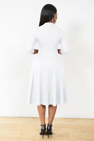 AOMONI Church Dresses for Women 3/4 Sleeve Fit and Flare Church Dress Knee Length Midi Dresses in Saudi Arabia