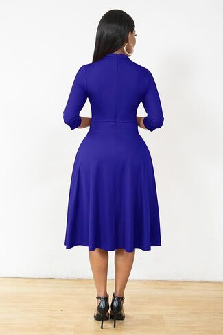 AOMONI Church Dresses for Women 3/4 Sleeve Fit and Flare Church Dress Knee Length Midi Dresses in Kuwait