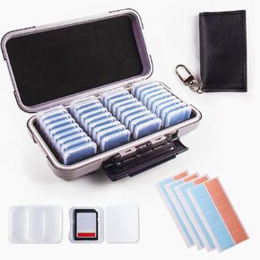 36 Slots Memory Card Case & 36 Transparent Card Cases, Light Gray Camera Memory Card Holder Storage with Individual Plastic Card Holder Case for SD Card, Camer Card Organizer for SD Card