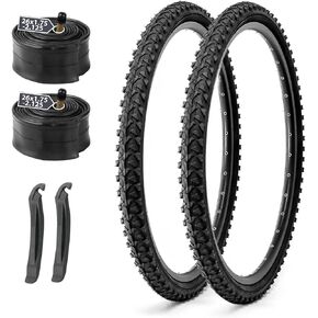 MOHEGIA Mountain Bike Tires Set: 2-Pack 26x1.95 inch (52-559mm) Folding Replacement Bicycle Tires and Pair 26 inch Inner Tubes with Tire Levers for MTB Dirt Offroad Cycling