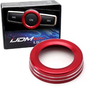 iJDMTOY Sports Red Aluminum Stereo Volume Control Knob Ring Cover Compatible with Mercedes A B C E S CLA GLA GLK ML GL Class, etc