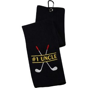 Number 1 Uncle Golf Towel Uncle Golf Gift Embroidered Golf Towel Gift Golf Towel with Clip (Number 1 Uncle)
