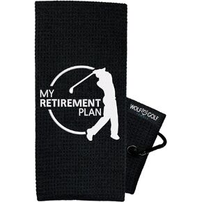 Wolf Golf Towels - My Retirement Plan Golf Towel - Embroidered Funny Golf Towel - Golf Gift for Men - Golf Accessories for Men