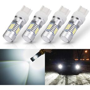 Extremely Bright 7443 7440 T20 7441 992 W21W 21-SMD 2835 Chipsets 1260 Lumens LED Bulb Replacement White for Car Backup Reverse Brake Tail Turn Signal Lights Bulbs DRL (Pack of 4)