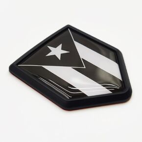 2 Pack Black Puerto Rico Flag Decal Puerto Rican Sticker Emblem Chrome Shield Flags for Car Bumper