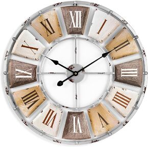 Sorbus Decorative Large 24-Inch Wall Clock for Living Room, Vintage Industrial Modern Rustic Farmhouse Style, Oversized Roman Numeral Clock, Modern Wall Clock, Ideal Room Decor