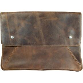 Hide & Drink, Folder Document Holder XL, Office Paper File Case and Document Portfolio for Men and Women, Rustic Envelope, Office & Work Essentials, Full Grain Leather, Handmade, Bourbon Brown