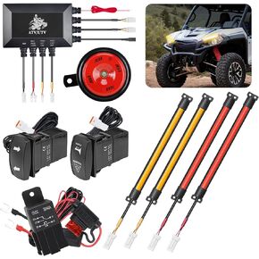 Roykaw UTV Turn Signal kit,Turn Signal with Column Turn Switch and 110dB Horn, Upgrade COB Light Bar,Compatible with Polaris, Pioneer, Talon, Can-Am, Kawasaki, Arctic Cat