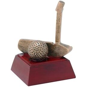 Decade Awards Sculpted Gold Putter Trophy - Golf Award - Long Putt Competition - Golfing Tournament - Engraved Plates by Request - Perfect Golf Award Trophy 4 Inch Tall