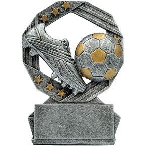 Decade Awards Soccer Hexa Star Trophy - 4.75 Inch Tall | Soccer Tournament Award | Celebrate Every Goal, Block, Shot or Pass |Silver and Gold Splendor for Soccer Savants - Engraved Plate on Request
