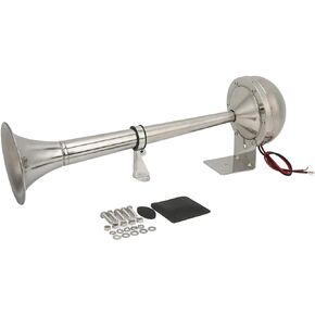 Acouto 12V 328DB Single Trumpet Air Horn VXH1112MARC Powerful Loud Stainless Steel Electric Horn for Marine Boat RV Yacht Truck Trailer Train Lorry