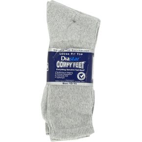 Comfy Feet Diabetic Socks, Grey, 13-15, 3 pack