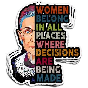 3 PCs Stickers Women Belong in All Places Ruth Bader Ginsburg 4 × 3 Inch Die-Cut Decals for Laptop Window in Saudi Arabia