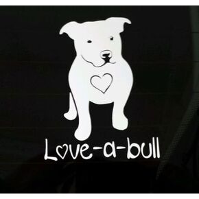 I Love My Pitbull Dog iPad Vinyl Car Window Decal Sticker Love-a-bull Pit Bull, Die cut vinyl decal for windows, cars, trucks, tool boxes, laptops, MacBook - virtually any hard, smooth surface
