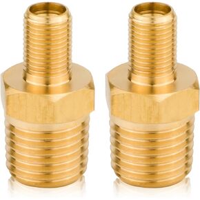 2pcs Air Inflator Adapter, 1/4" NPT (M) to Standard Valve for Schrader (M), Brass Air Inflator Adapter Tire Inflator Connector for Auto Portable Air Compressor Air Hose Air Chuck