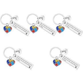 Xiahuyu 5 Pcs Autism Awareness Gifts Keychain Autism Teacher Appreciation Gifts Special Education Teacher Gifts ABA Therapist Gifts SPED Teacher Gifts Thank You Gifts for Autism Teacher