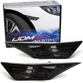 iJDMTOY JDM عدسة مدخنة بيضاء LED لمبة جانبية أمامية مجموعة ضوء متوافقة مع 2016-21 Honda Civic Sedan/Coupe/Hatchback، استبدل مصابيح OEM العنبر Sidemarker