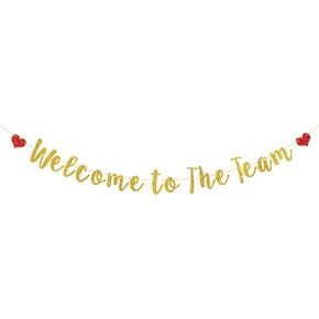 Welcome to The Team Banner, New Apprentice, New Colleague, New Team Member Welcome Banner, Teacher Boss Employee Coworker Staff Gift Banner, Gold Glitter