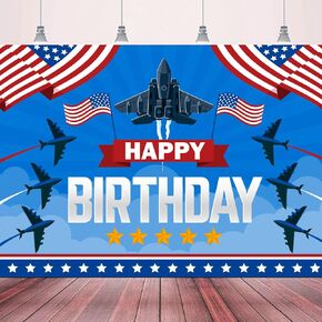 Air Force Jet Fighter Theme Birthday Party Backdrop Banner Perfect Air Force Pilot Happy Birthday Party, Baby Shower Party or Veteran Party Photo Photography Booth Props Backdrop 70.87x47.24in-BECKTEN