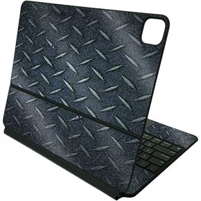 MightySkins Glossy Glitter Skin Compatible with Apple Magic Keyboard for iPad Pro 12.9" (3rd-6th Generation) - Black Diamond Plate | Protective, Durable High-Gloss Glitter Finish | Made in The USA in Kuwait
