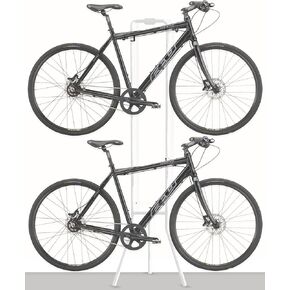 رف تخزين داخلي للدراجة مع 3 أرجل وخطاف ذراع قابل للتعديل للدراجات الجبلية والطرق، حامل أرضي للدراجة قائم بذاته/مثبت على الحائط يتحمل ما يصل إلى 100 رطل، أبيض in Kuwait