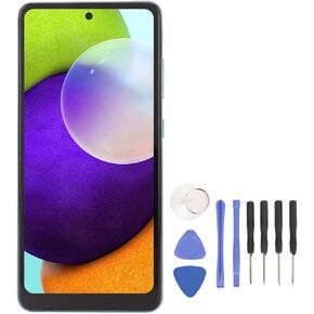 شاشة OLED لجهاز Galaxy A52 4G A536 SM A525F SM A525M DS، مجموعة رقمية لشاشة تعمل باللمس 6.5 بوصة مع إطار وأداة إصلاح، استبدال شاشة الهاتف الذكي (أزرق)